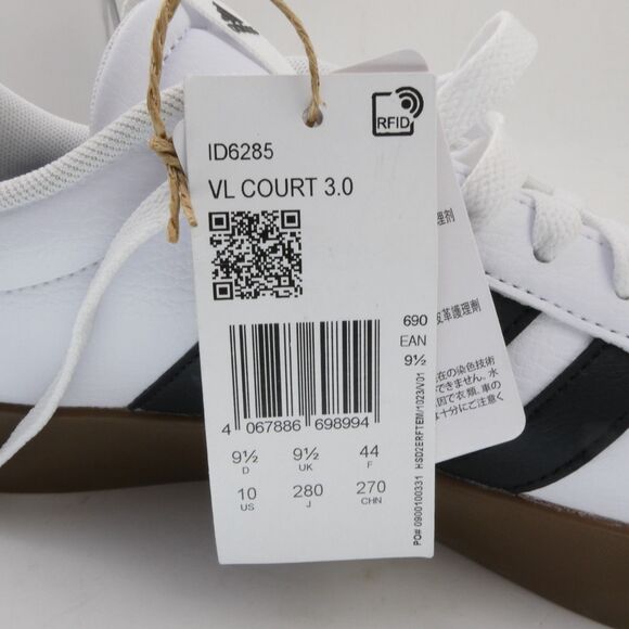 Adidas VL 3.0 Court Shoes Men 10/ Women’s 11 White Black Classic Sneaker Casual